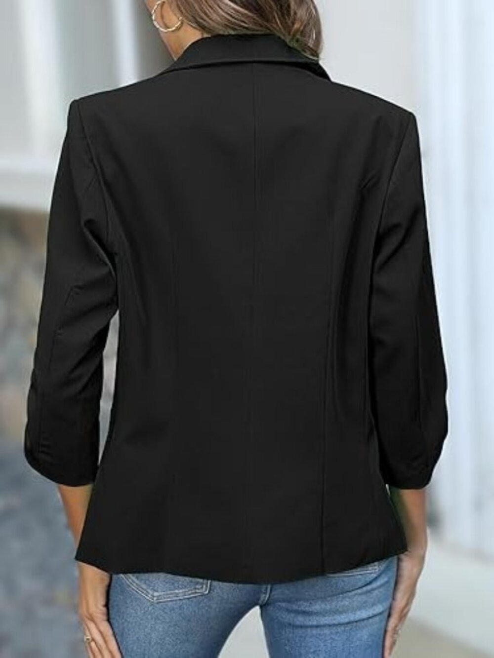 Ann Taylor Blazer Jacket Womens Size 14 Black Dark Wash Single Button Closure - Picture 3 of 14